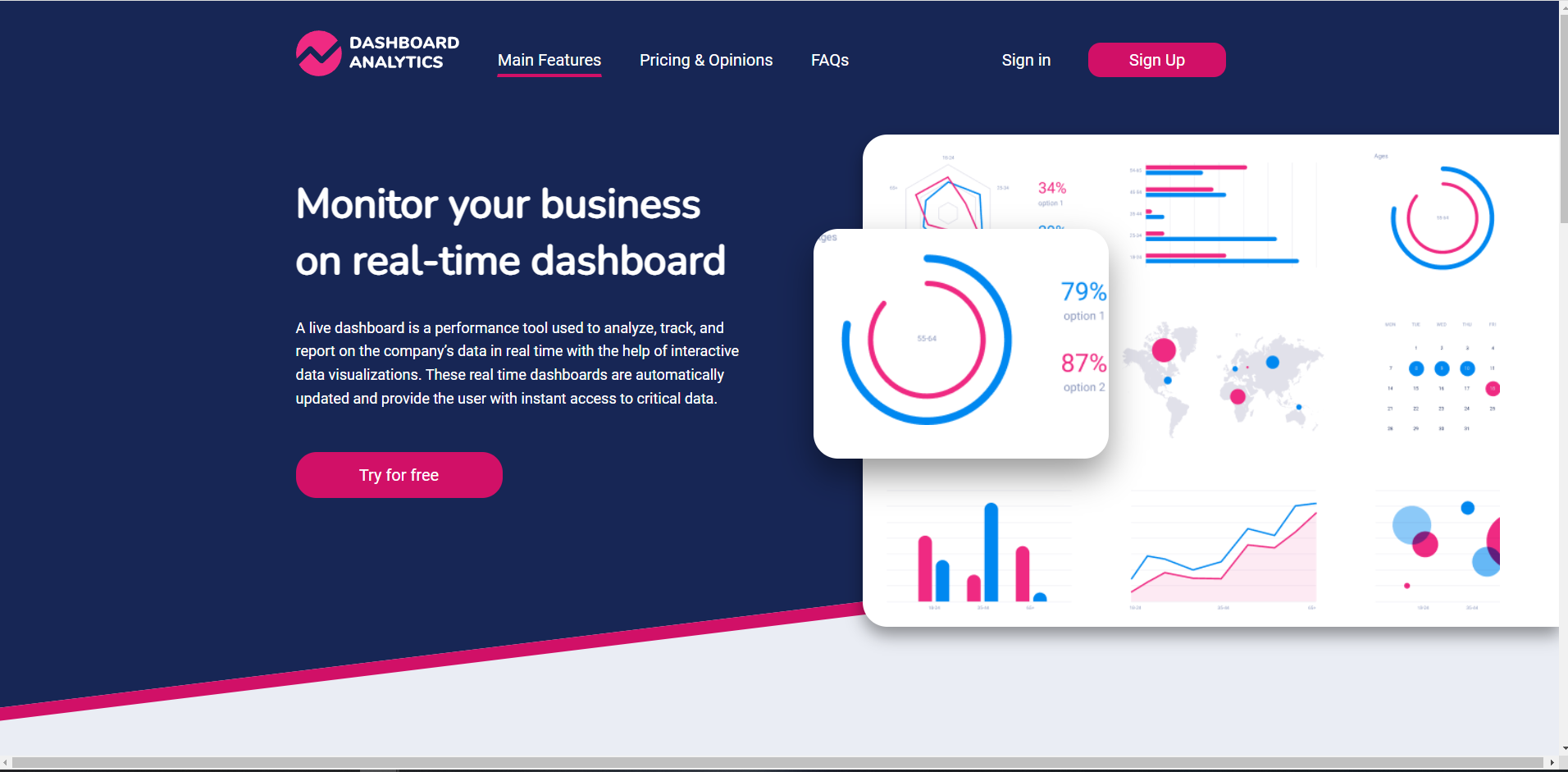 A picture of a website named Dashboard analytics.